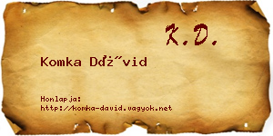 Komka Dávid névjegykártya